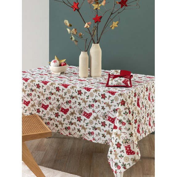 Χριστουγεννιάτικο Τραπεζομάντηλο Palamaiki CC102 Μπεζ...