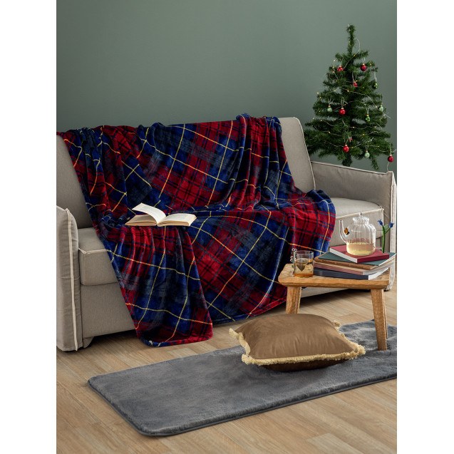 Κουβέρτα Fleece Μονή Palamaiki Claus Μπλε 160x220