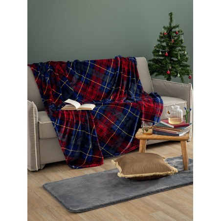 Κουβέρτα Fleece Μονή Palamaiki Claus Μπλε 160x220