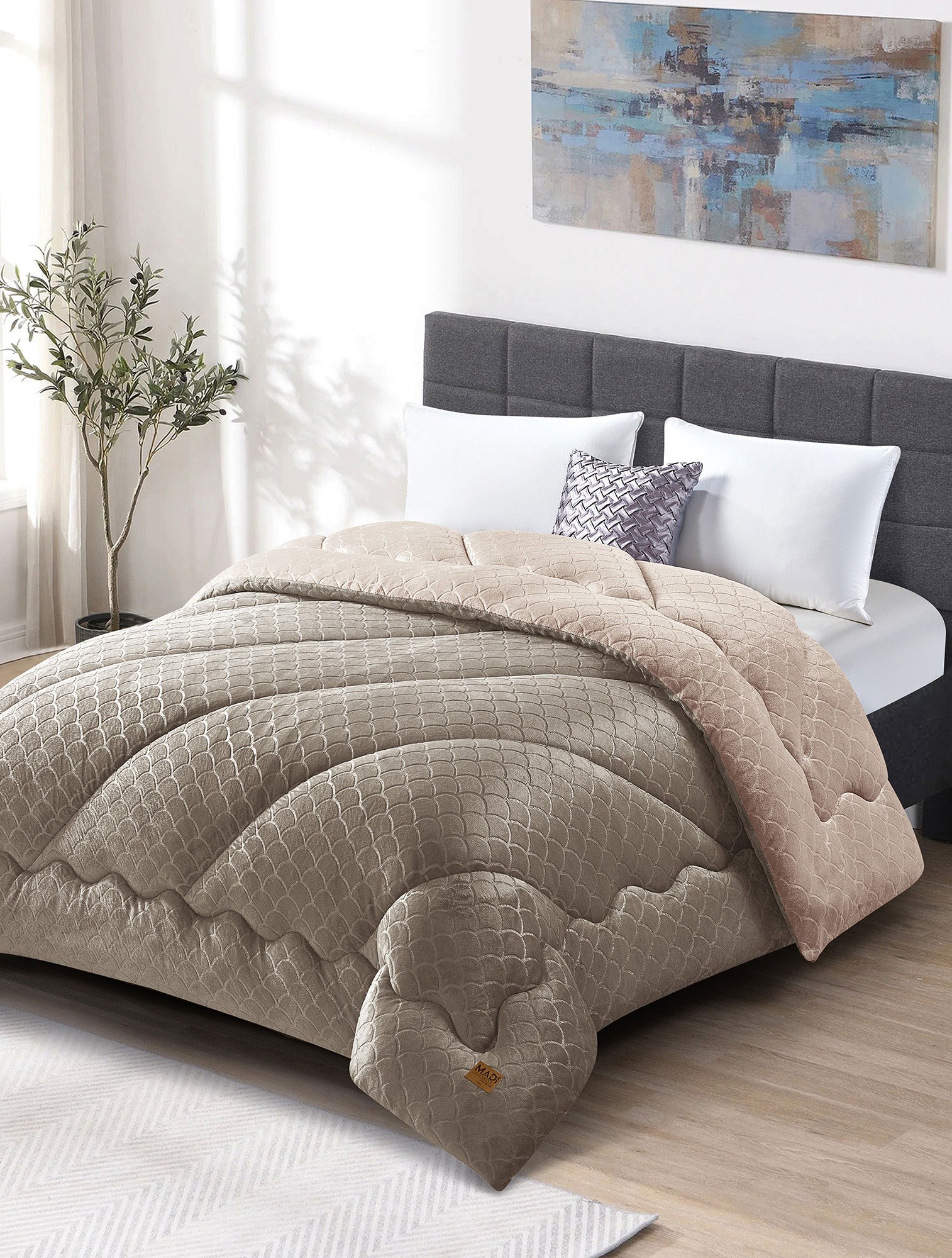 Κουβερτοπάπλωμα Ημίδιπλο Madi Lunora Κρεμ 180x240