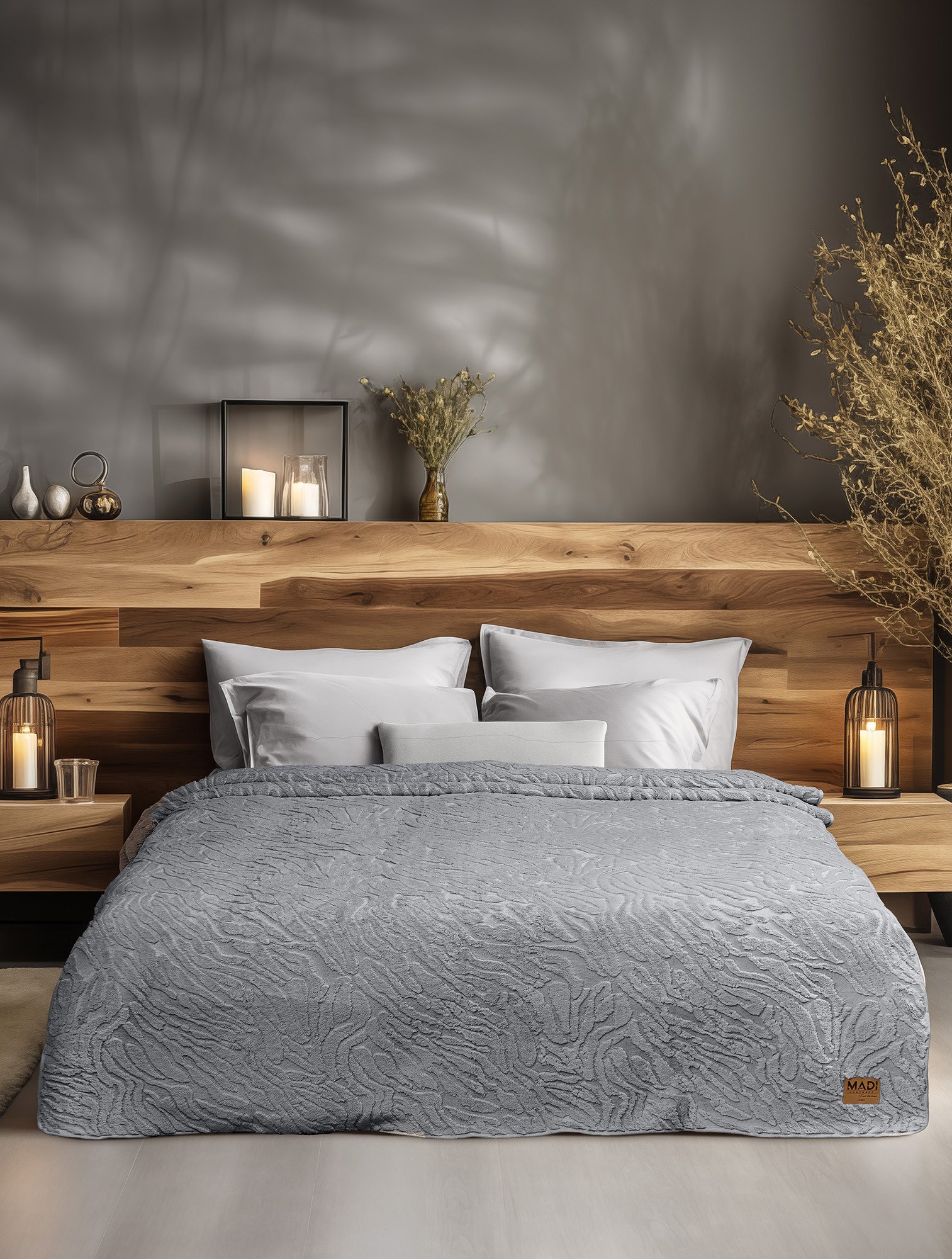 Κουβέρτα Μονή με Γούνα Madi Zanoria Γκρι 160x220