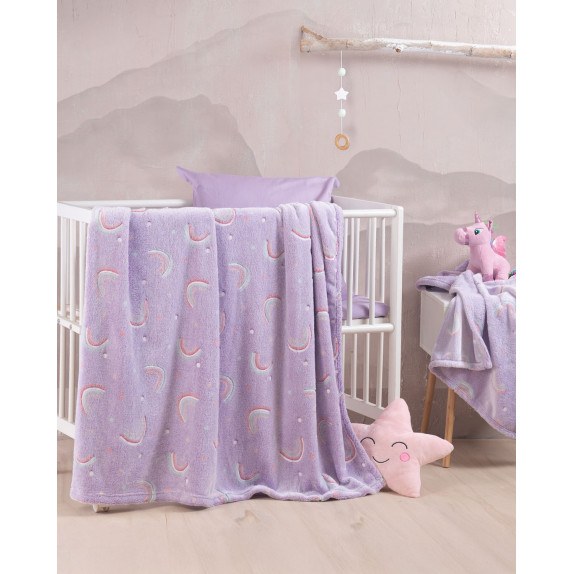 Κουβέρτα Fleece Φωσφοριζέ Κούνιας Rythmos Nelie 110x140