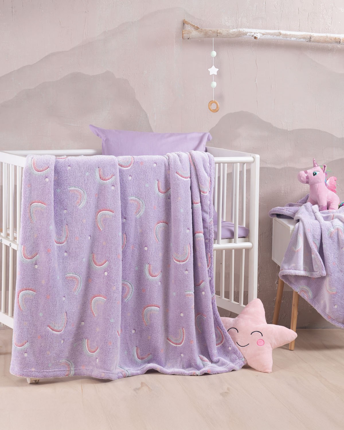 Κουβέρτα Fleece Φωσφοριζέ Κούνιας Rythmos Nelie 110x140