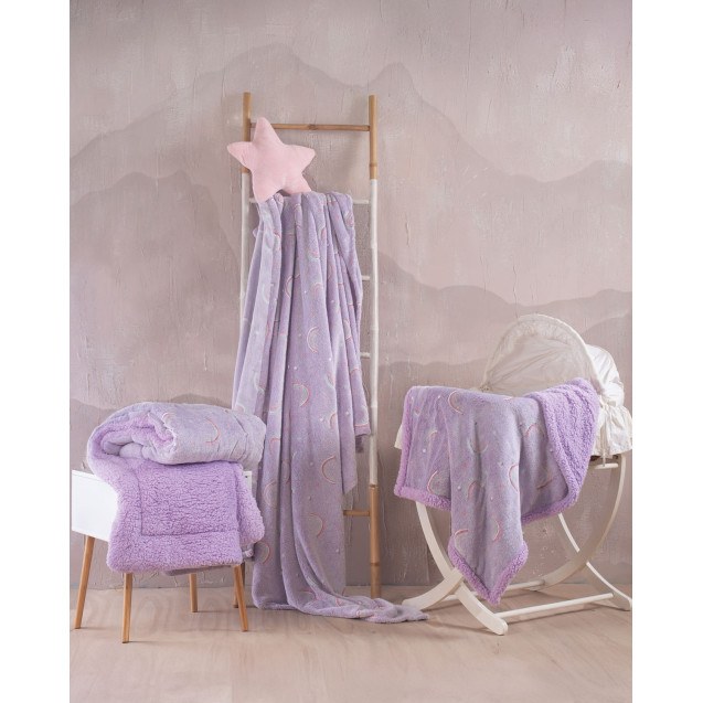 Κουβέρτα Fleece Φωσφοριζέ Κούνιας Rythmos Nelie...