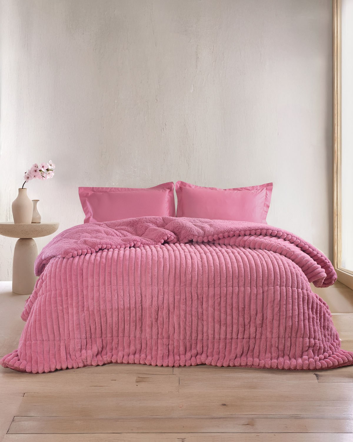 Rythmos - ΣΗΜΑΝΤΙΚΟ: Σε περίπτωση διαφοράς τιμής από το κατάστημα ισχύει παντα και μόνο η τιμή του καταστήματος Κουβερτοπάπλωμα Υπέρδιπλο Rythmos Butter Ροζ 220x240