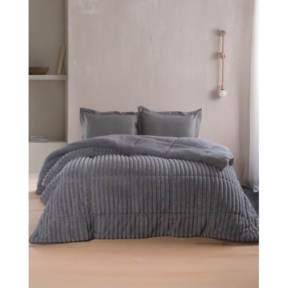 Κουβερτοπάπλωμα Υπέρδιπλο Rythmos Butter Γκρι Σκουρο 220x240