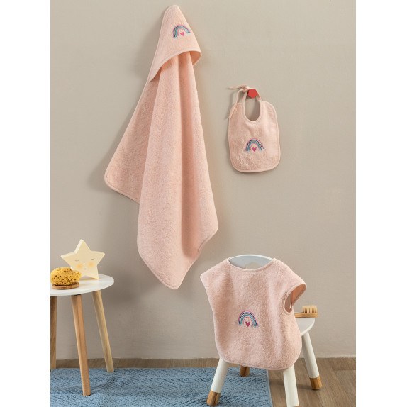 Σετ Λουτρου Βρεφικο Palamaiki BJ567 Ροζ 37x40,20x25,75x75
