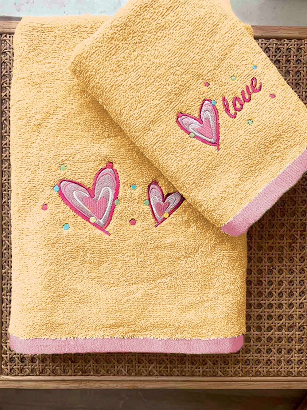 Σετ Παιδικές Πετσέτες 2 Τεμαχίων Palamaiki Herty Κίτρινο 40x70,70x140