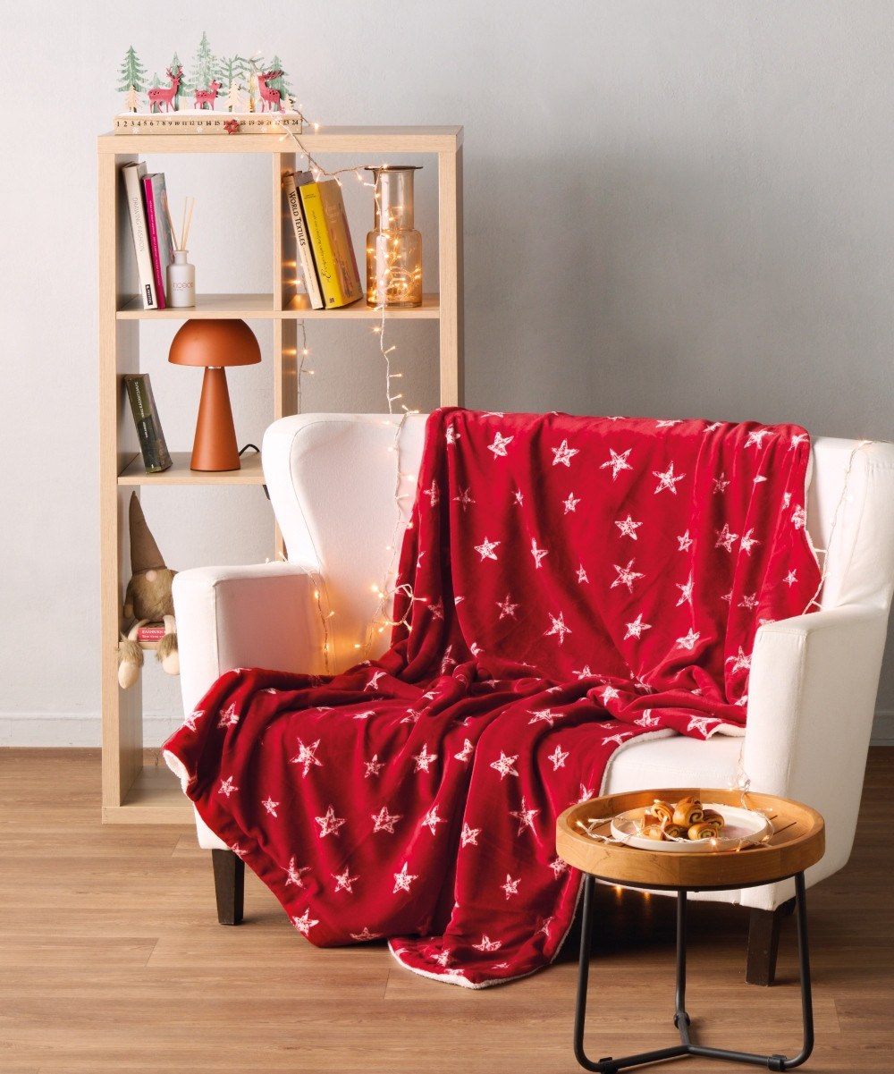 Χριστουγεννιάτικη Κουβέρτα Καναπέ Kentia Snow 251 130x170