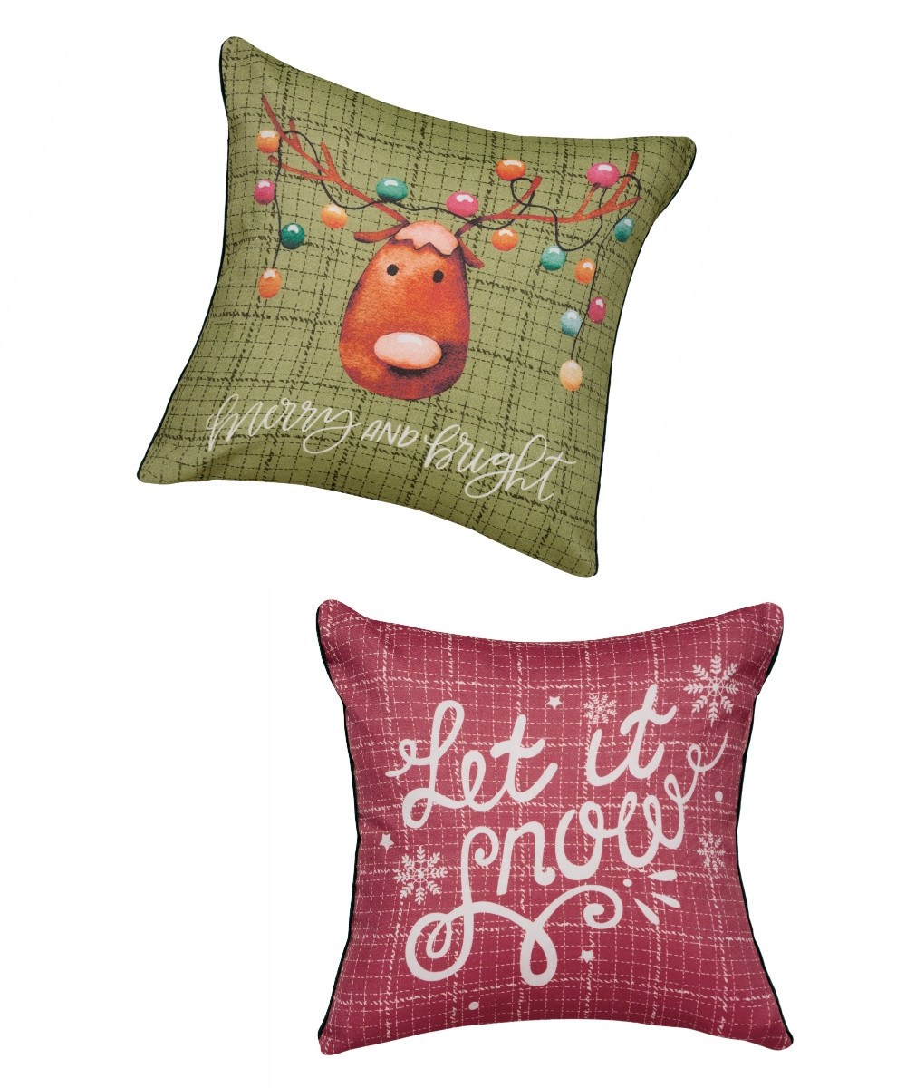 Σετ Χριστουγεννιάτικες Μαξιλαροθήκες Διακόσμησης 2 Τεμαχίων Kentia Snow 2511 50x50