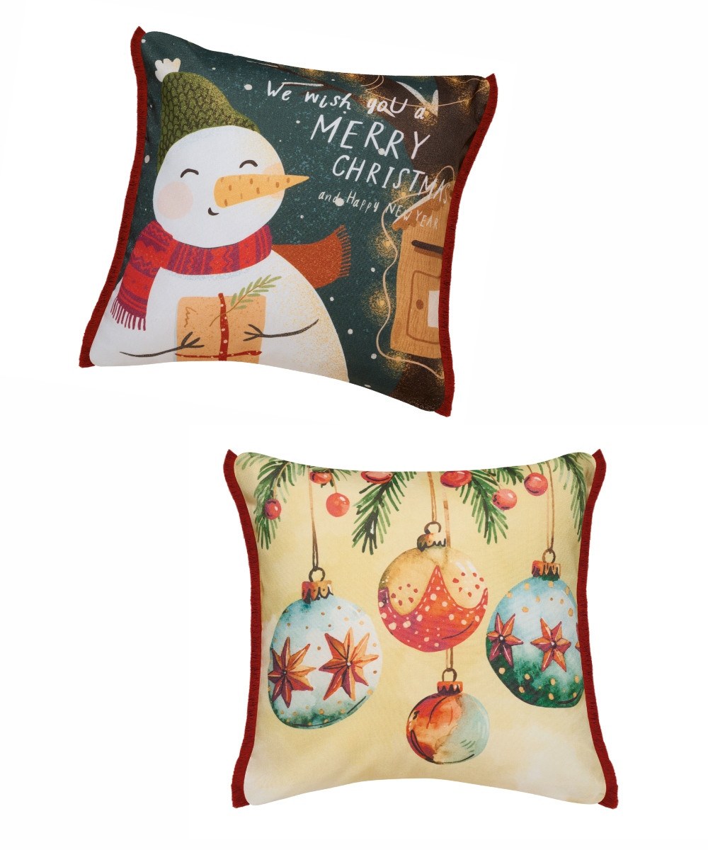 Σετ Χριστουγεννιάτικες Μαξιλαροθήκες Διακόσμησης 2 Τεμαχίων Kentia Snow 2514 50x50