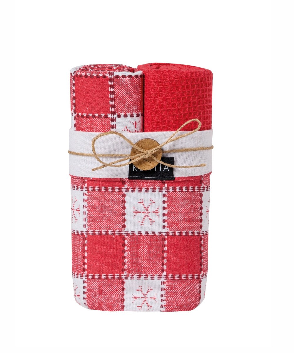 Σετ Χριστουγεννιάτικες Πετσέτες Κουζίνας 2 Τεμαχίων Kentia Snow 2515 40x70