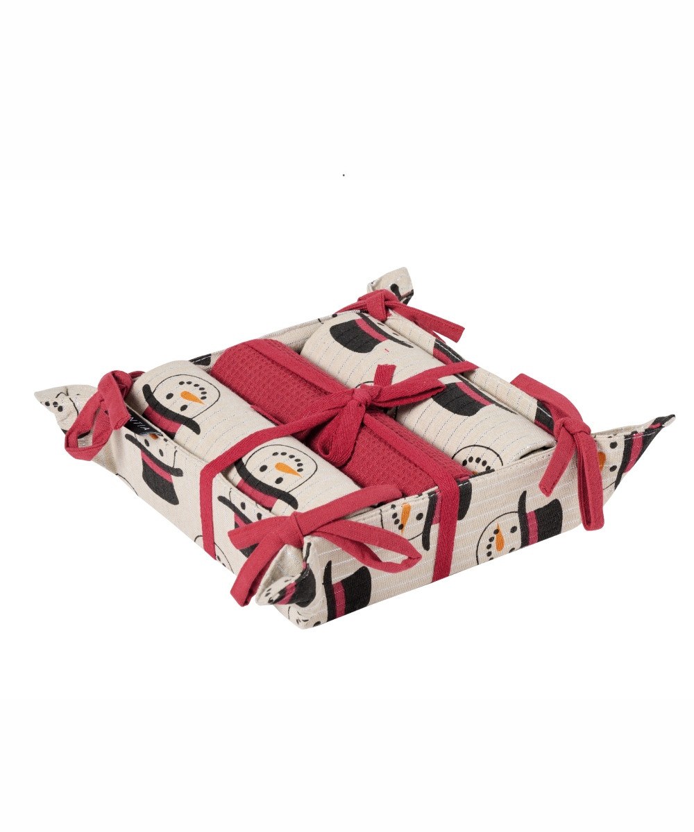 Σετ Χριστουγεννιάτικες Πετσέτες Κουζίνας 4 Τεμαχίων Kentia Snow 2522