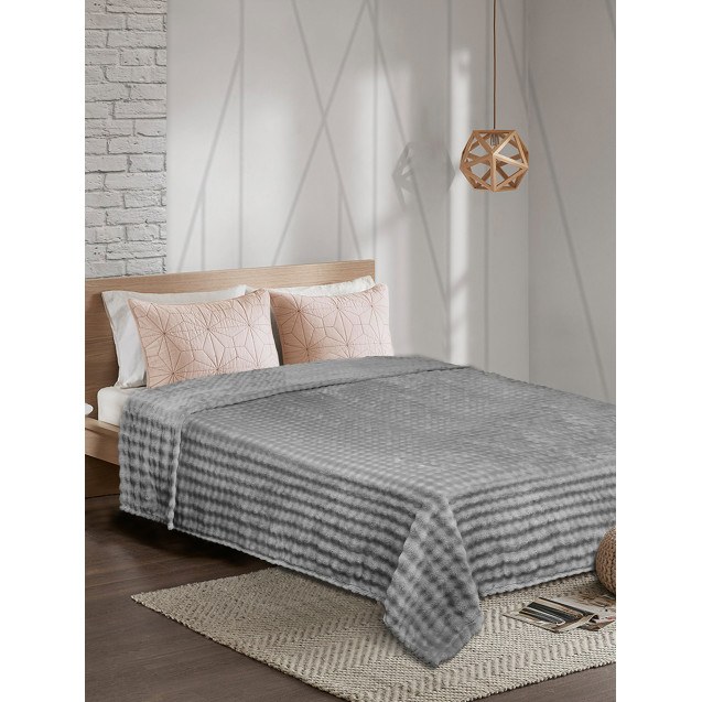 Κουβέρτα Fleece Μονή Madi Puffella Γκρι 160x220