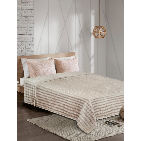 Κουβέρτα Fleece Μονή Madi Puffella Καφέ 160x220