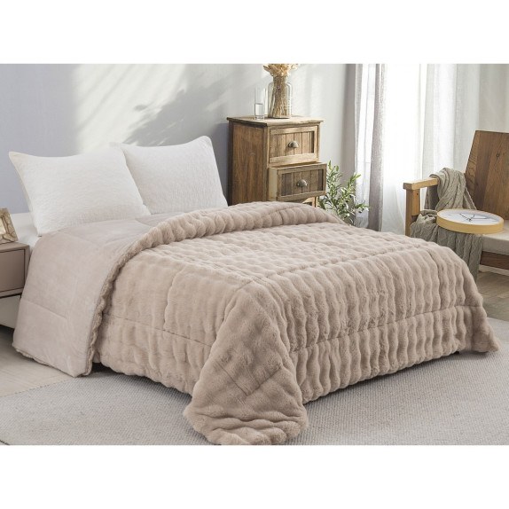 Κουβερτοπαπλωμα Γουνα/Flannel Μονο 160x220 Adam Home...