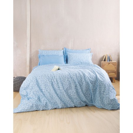 Σετ Σεντόνια Υπέρδιπλα με Λάστιχο 4 Τεμαχίων Rythmos Nala Μπλε 165x205+25