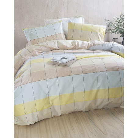 Σετ Σεντόνια King Size 4 Τεμαχίων Rythmos Colette Κιτρινο Γαλαζιο 260x280