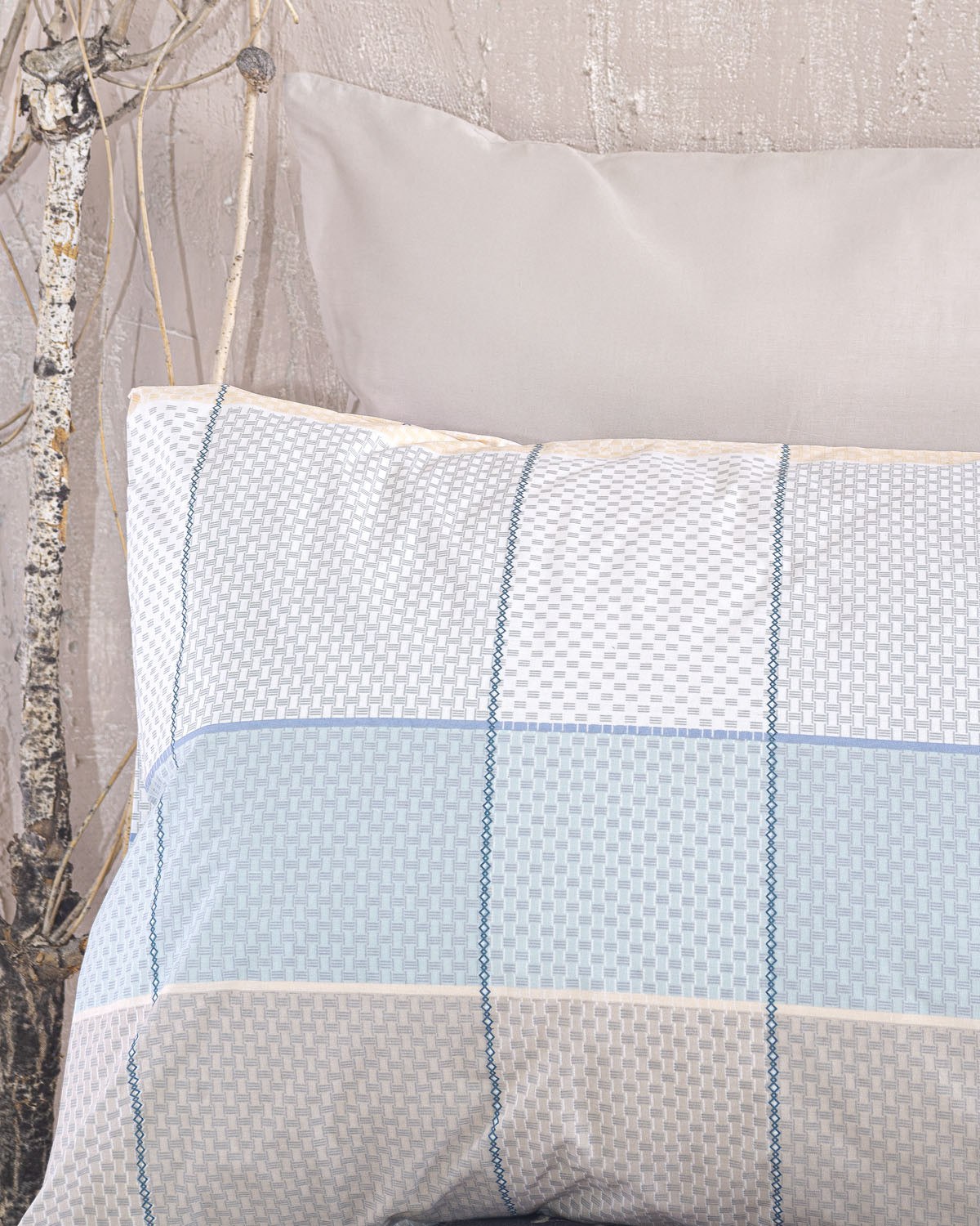 Σετ Μαξιλαροθήκες 2 Τεμαχίων Rythmos Colette Γκρι Γαλαζιο 50x70