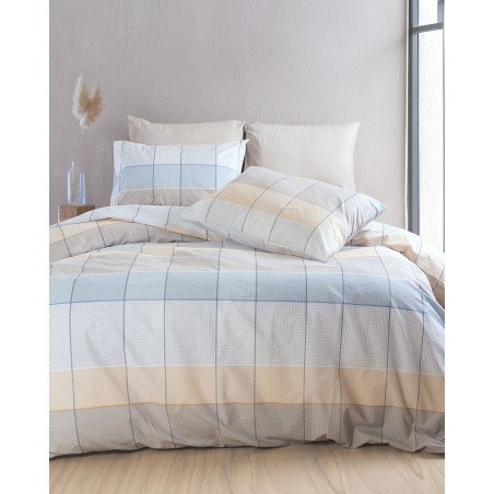 Σετ Σεντόνια King Size 4 Τεμαχίων Rythmos Colette Γκρι Γαλαζιο 260x280