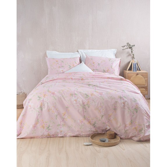 Σετ Σεντόνια King Size 4 Τεμαχίων Rythmos Benetita Ροζ...