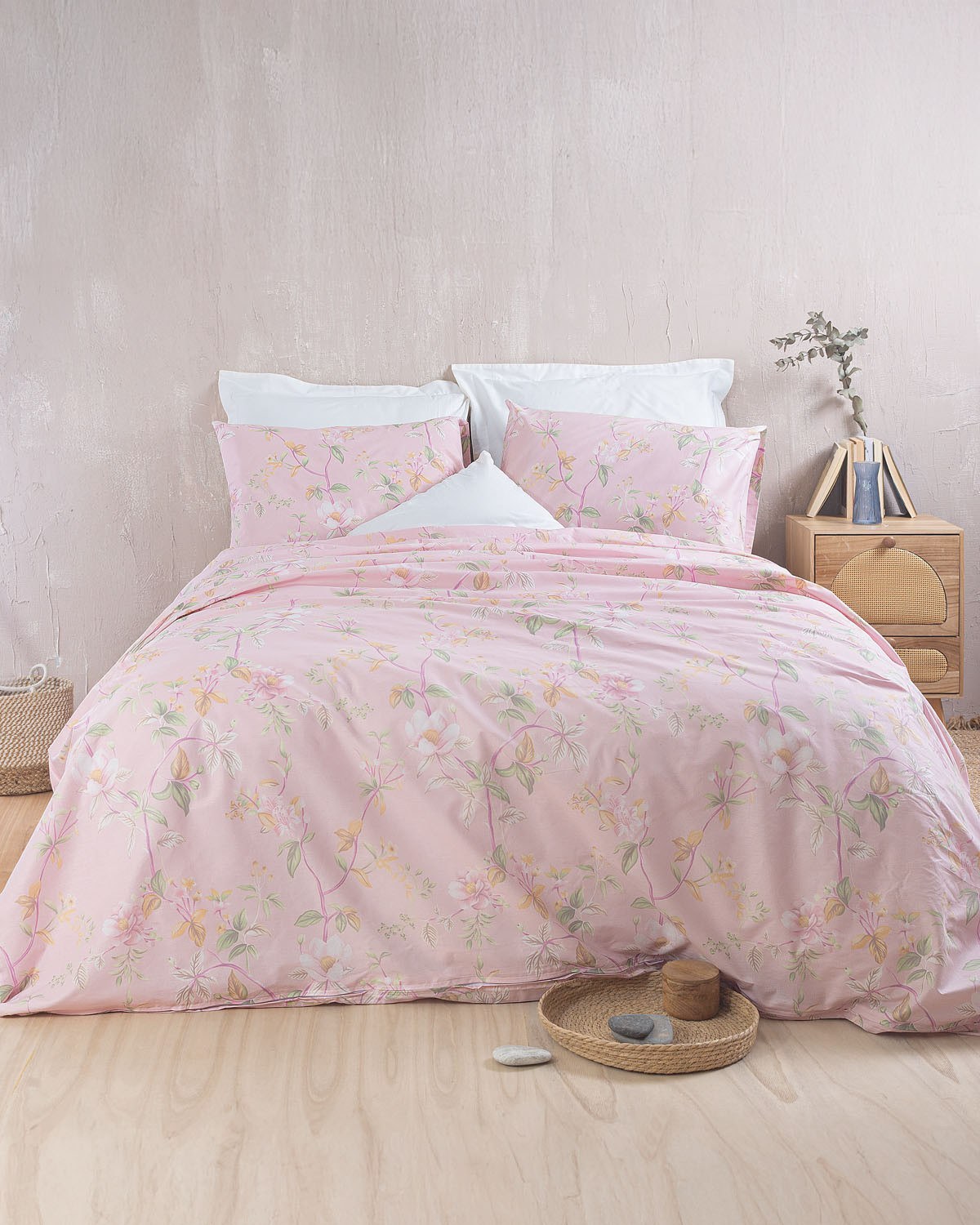 Σετ Σεντόνια Υπέρδιπλα 4 Τεμαχίων Rythmos Benetita Ροζ 