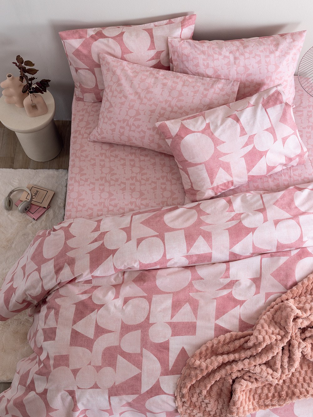 Σετ Σεντόνια Υπέρδιπλα 4 Τεμαχίων Palamaiki FL6289 Ροζ 240x260