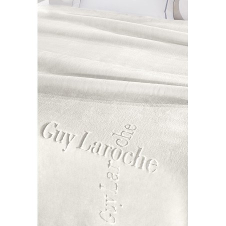 Κουβέρτα Βελουτέ Υπέρδιπλη Guy Laroche Logo Ivory 220x240