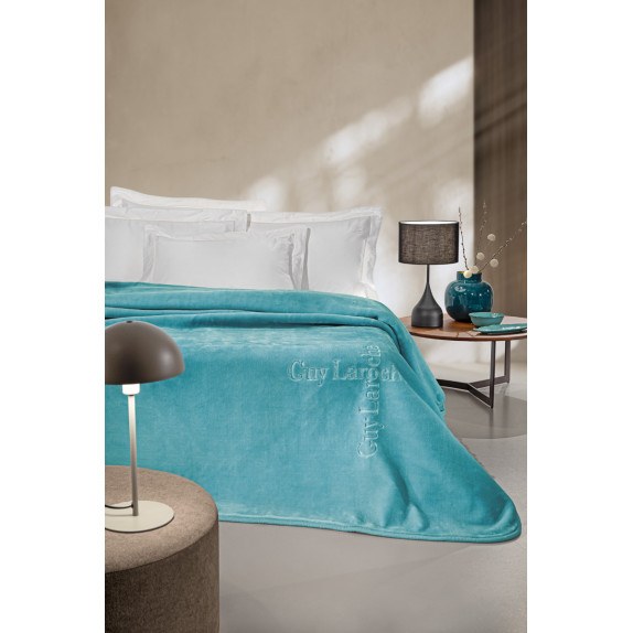 Κουβέρτα Βελουτέ Υπέρδιπλη Guy Laroche Logo Petrol 220x240