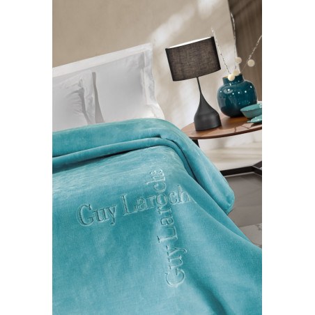 Κουβέρτα Βελουτέ Υπέρδιπλη Guy Laroche Logo Petrol 220x240