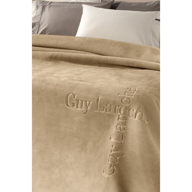 Κουβέρτα Βελουτέ Μονή Guy Laroche Logo Almond...