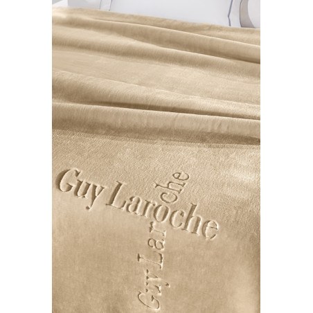 Κουβέρτα Βελουτέ Υπέρδιπλη Guy Laroche Logo Almond 220x240
