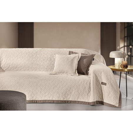 Σετ Ριχτάρι Τριθέσιου και Μαξιλαροθήκη Διακόσμησης Guy Laroche Avalon Cream 170x300