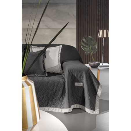 Σετ Ριχτάρι Τριθέσιου και Μαξιλαροθήκη Διακόσμησης Guy Laroche Avalon Carbon 170x300