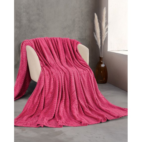 Κουβέρτα Fleece Υπέρδιπλη Rythmos Harmonie Φουξια 220x240