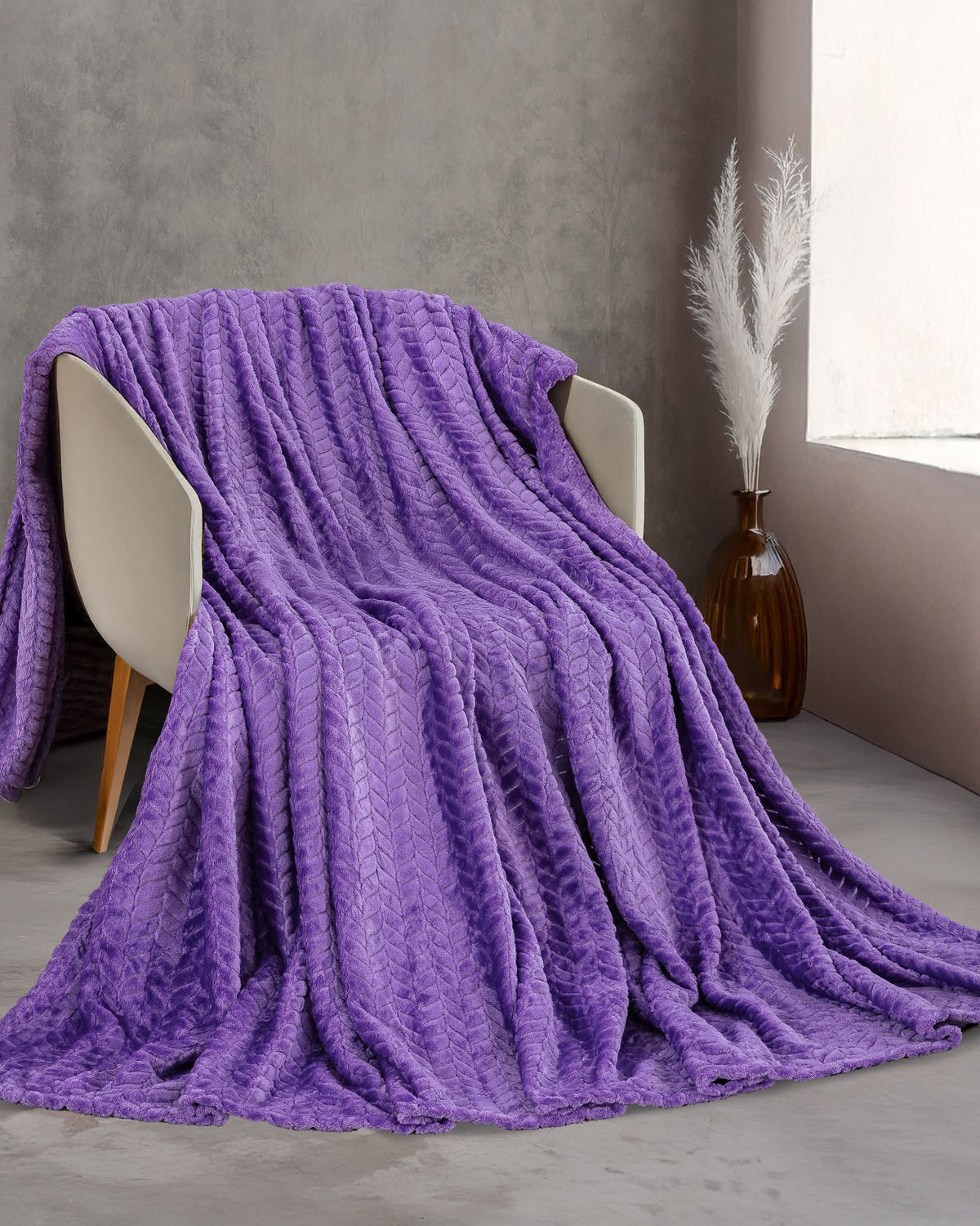 Κουβέρτα Fleece Υπέρδιπλη Rythmos Harmonie Μοβ 220x240