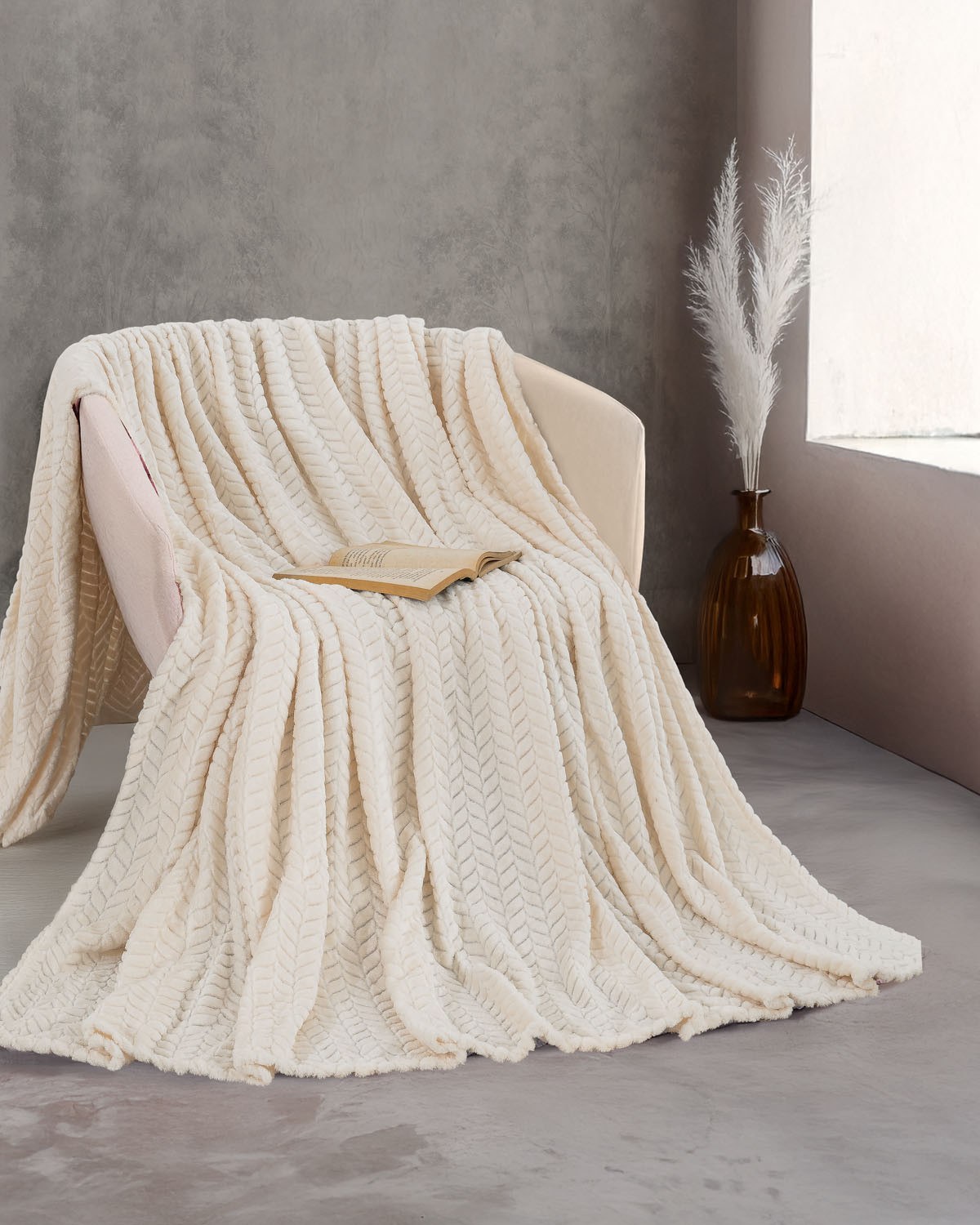 Κουβέρτα Fleece Υπέρδιπλη Rythmos Harmonie Εκρου 220x240