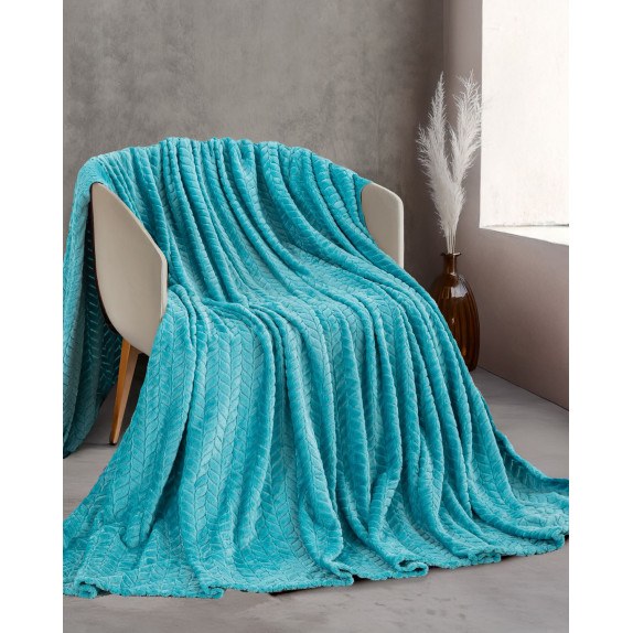 Κουβέρτα Fleece Υπέρδιπλη Rythmos Harmonie Τιρκουαζ 220x240