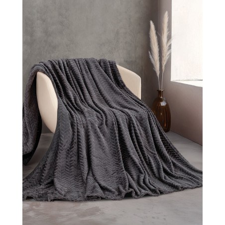 Κουβέρτα Fleece Υπέρδιπλη Rythmos Harmonie Ανθρακι 220x240
