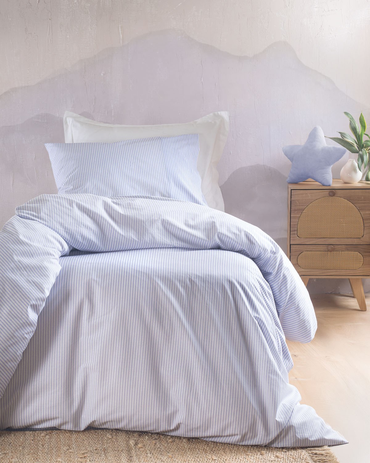 Σετ Παπλωματοθήκη Μονή 2 Τεμαχίων Rythmos Motiv Γαλαζιο