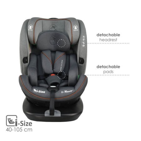Κάθισμα Αυτοκινήτου Bebe Stars i-Revo i-Size 360° Grey 906-186