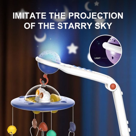 Μουσικό Κρεβατιού Με Προβολέα Bebe Stars Spaceship 860-120