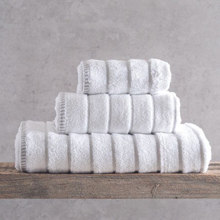 Σετ Πετσέτες 3 Τεμαχίων Rythmos(Συσκευασία Κουτιού) Pyramid Λευκο 30x50,50x90,70x140