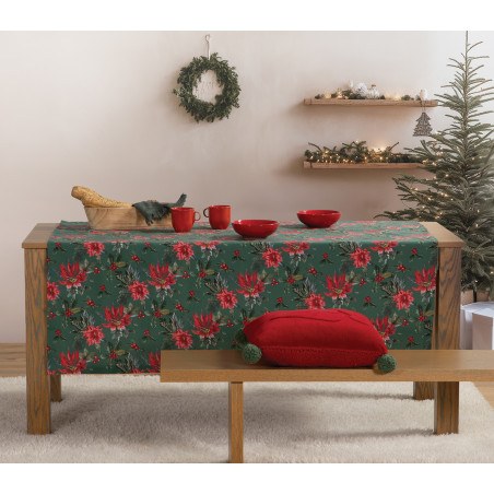 Χριστουγεννιάτικο Τραπεζομάντηλο Nef-Nef Mistletoe Green 140x180