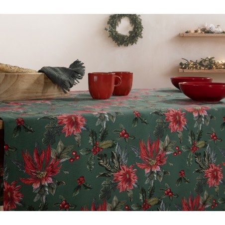 Χριστουγεννιάτικο Τραπεζομάντηλο Nef-Nef Mistletoe Green 140x180