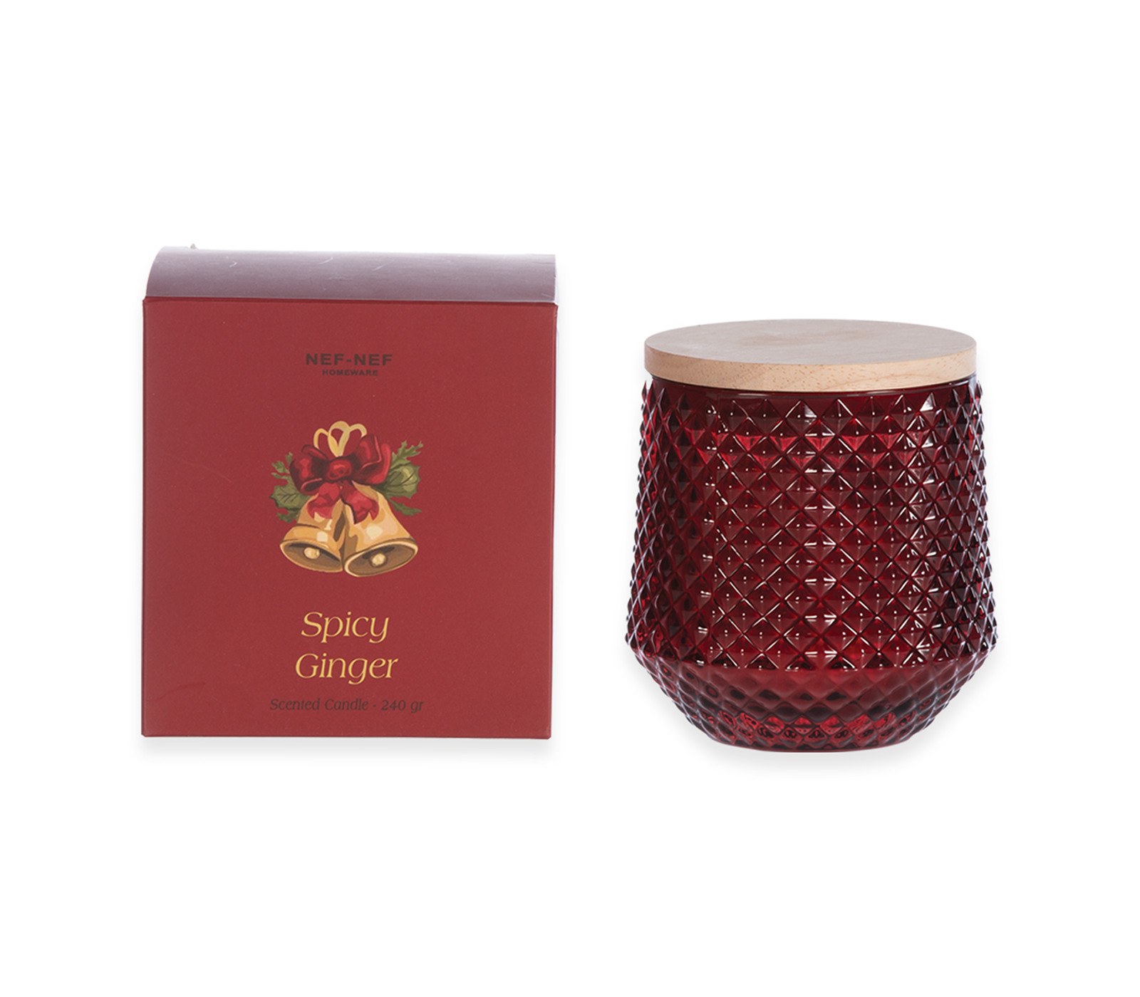 Χριστουγεννιάτικο Αρωματικό Κερί Nef-Nef Spicy Ginger Red 240gr