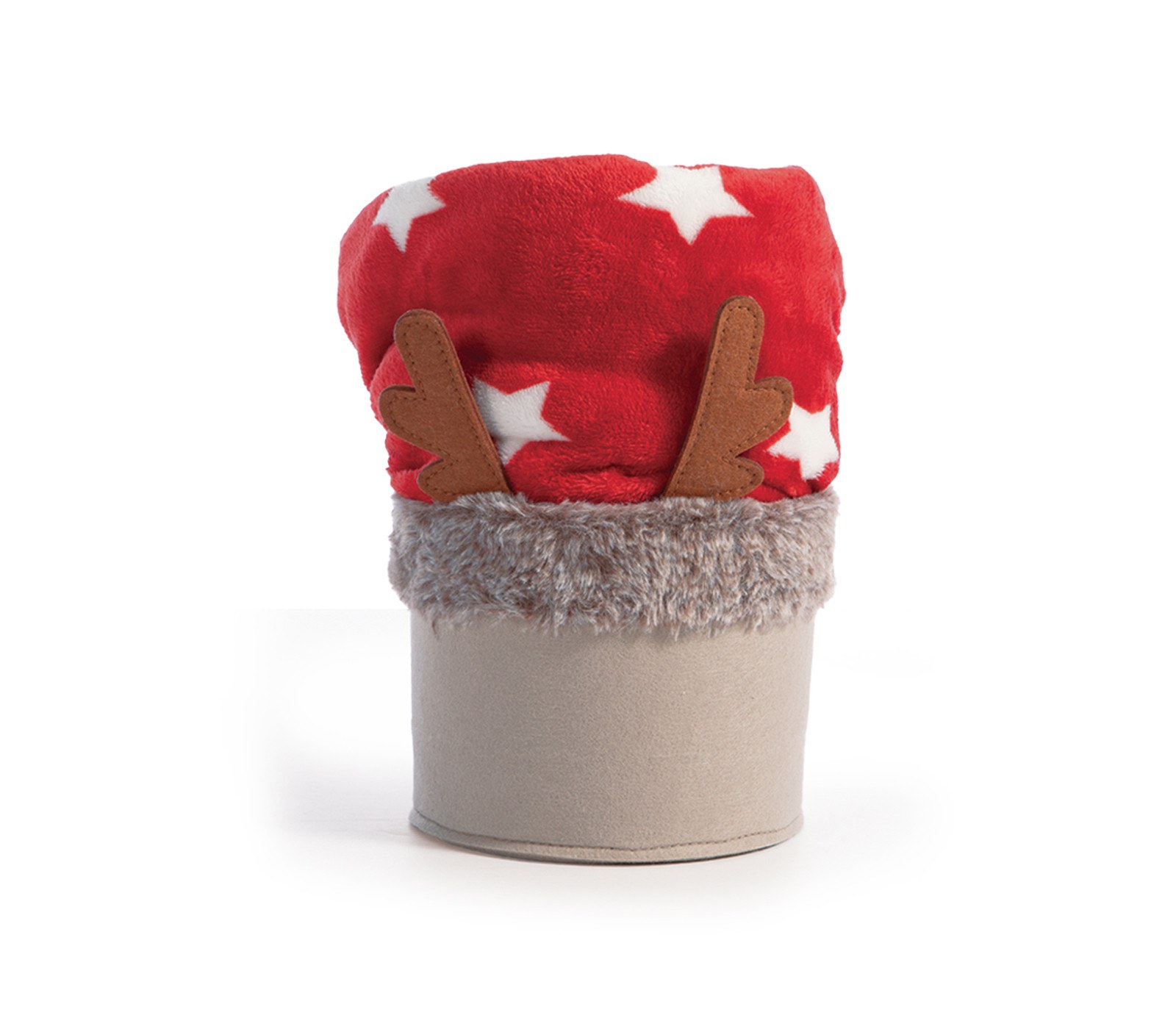 Χριστουγεννιάτικο Καλάθι Με Διακοσμητικό Ριχτάρι Nef-Nef Christmas Starlight Red/Ecru 110x140