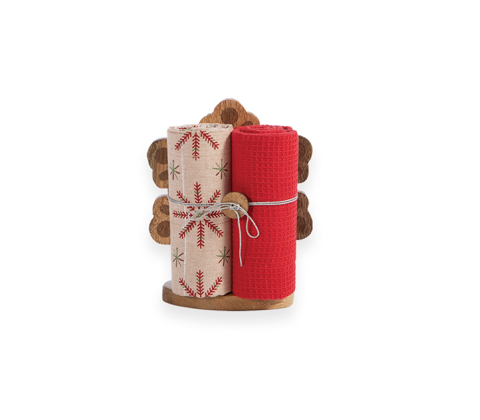 Χριστουγεννιάτικη Βάση Με Ποτηροπανα 2Τμχ Nef-Nef Snowflake White/Red 40x70