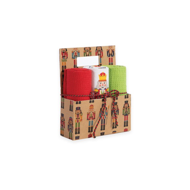 Χριστουγεννιάτικο Καλάθι Με Ποτηρόπανα Σετ 3Τμχ...