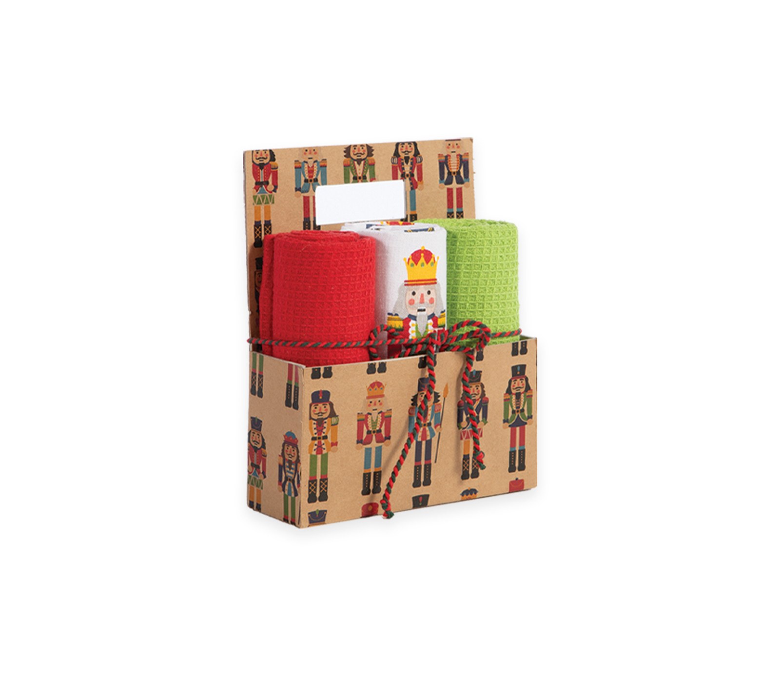 Χριστουγεννιάτικο Καλάθι Με Ποτηρόπανα Σετ 3Τμχ Nef-Nef Nutcracker Multi 3x40x70